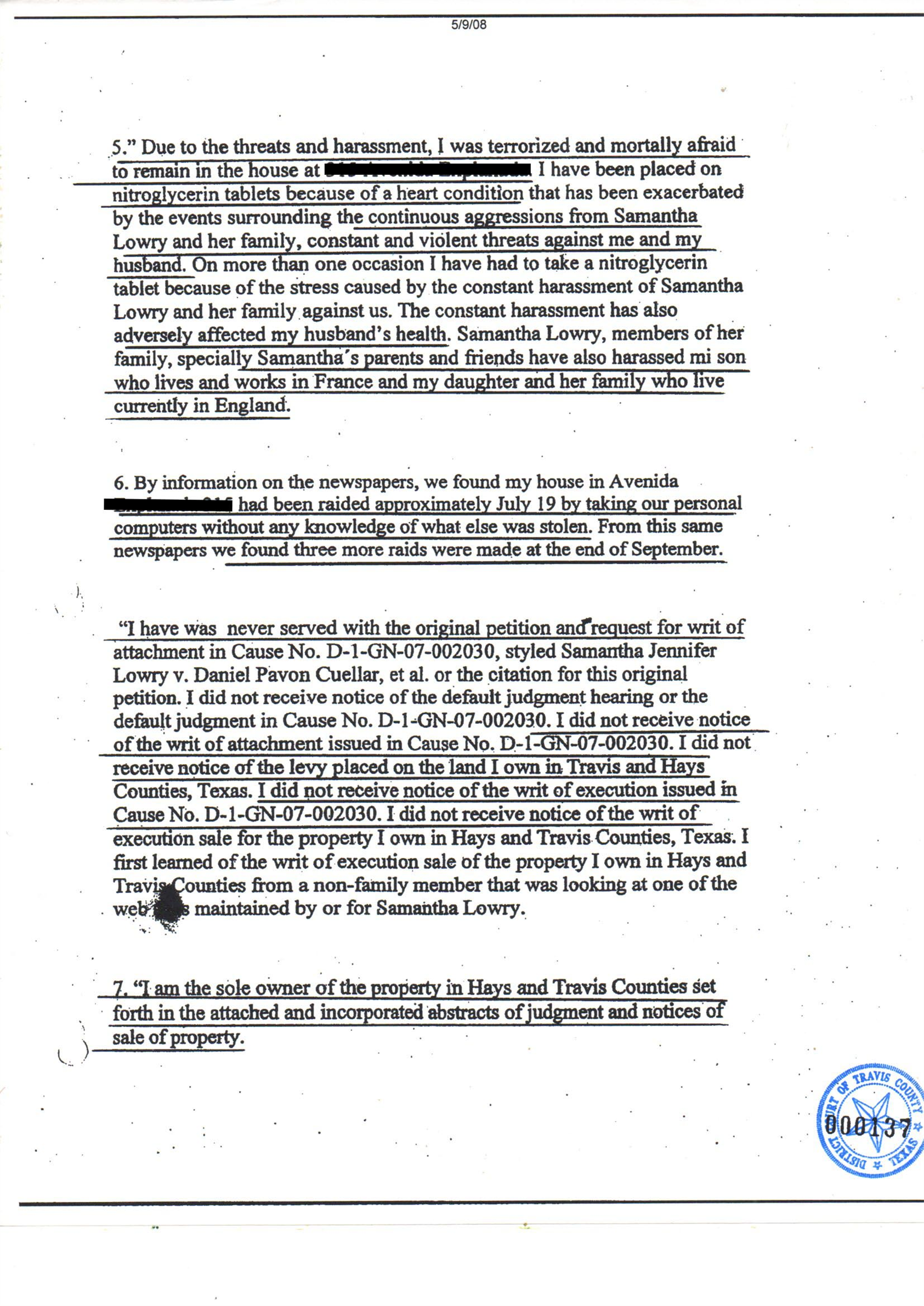Intentional NO Service By Joe D Milner And Jami Milner Turner
STOLEN RECORDS FROM THEIR HOME IN MEXICO Appear in Texas
Used For Fraud, Including To Empty All Their Bank Accounts Without Notice.